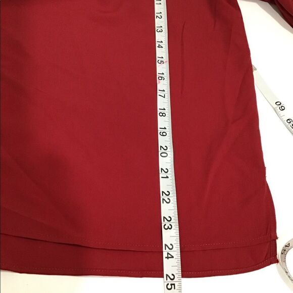 Walter Baker Red Ruffle Trimmed Irina Long Sleeve Blouse Size L - Picture 6 of 7
